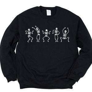 Dancing Skeleton - Oversized Sweatshirt - Black with White
